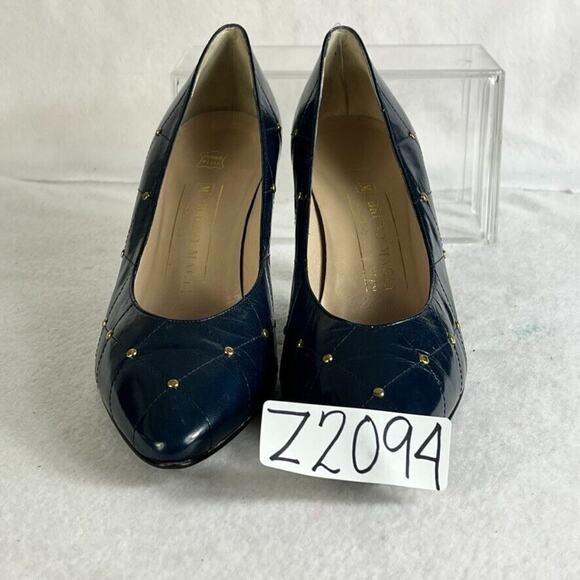 Bruno Magli Shoes Womens 8.5 Blue Leather Quilted Pumps Heels Lined Italy Made - Picture 11 of 11